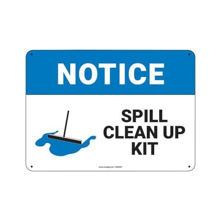 Pig PIG Notice Spill Clean Up Kit Sign 10" x 7" Vinyl 10" L x 7" H SGN2027-7X10-VYL